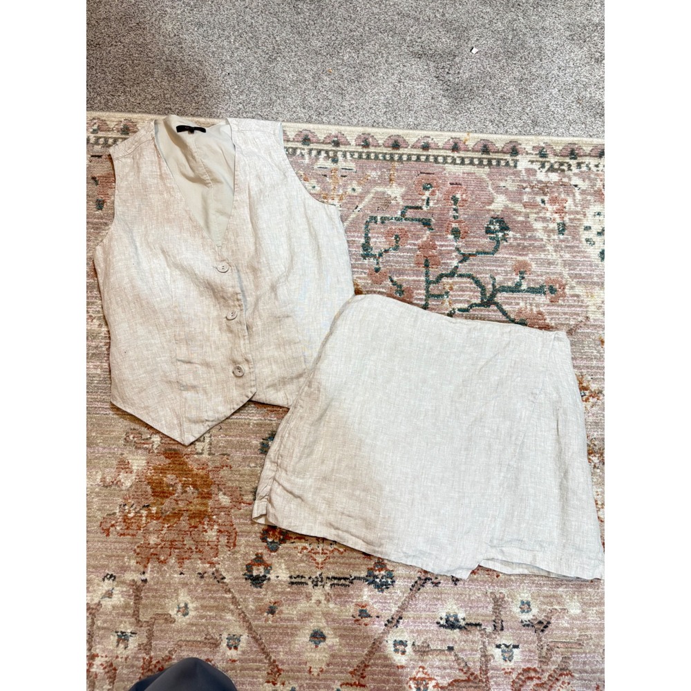 Quince European Linen Vest and Skort Set Oatmeal Beige XS